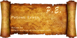 Petres Ervin névjegykártya